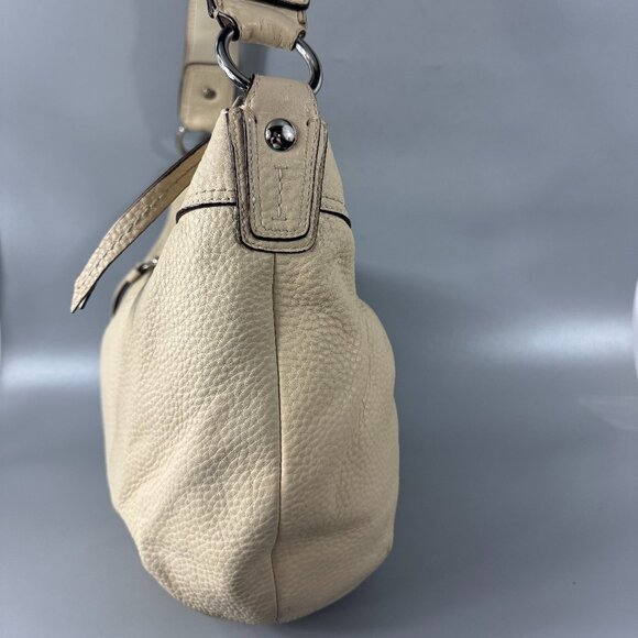 Coach F13731 Soho Pleated Ivory Pebbled Leather Hobo Shoulder Bag - Picture 4 of 13